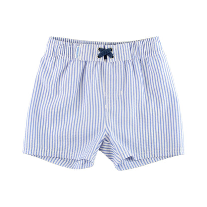 Boys Periwinkle Blue Seersucker Swim Trunks