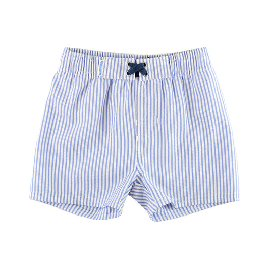 Boys Periwinkle Blue Seersucker Swim Trunks