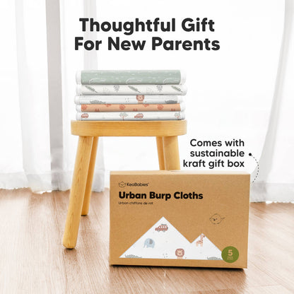 KeaBabies 5-Pack Urban Burp Cloths