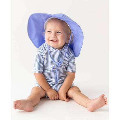 Baby Boys Periwinkle Blue Seersucker Short Sleeve One Piece Rash Guard Swimsuit