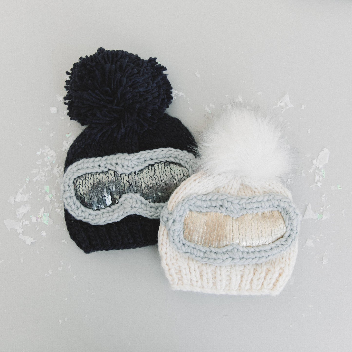Ski Goggles Beanie, Cream Baby & Kids Winter Hat