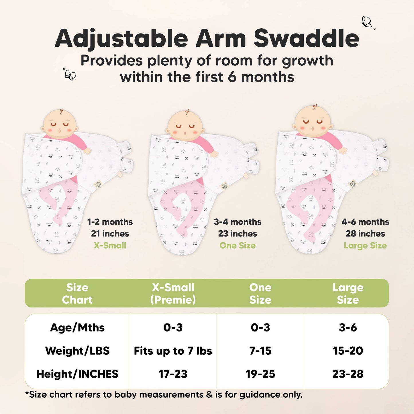 3-Pack Soothe Baby Swaddles 0-3 Months with Knot Hat