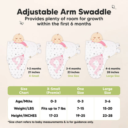 3-Pack Soothe Baby Swaddles 0-3 Months with Knot Hat