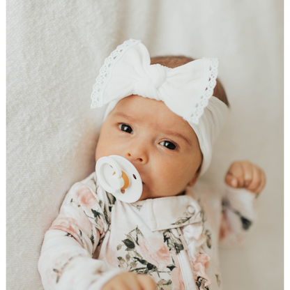 Baby Bling® Trimmed Classic Knot headband: white lace
