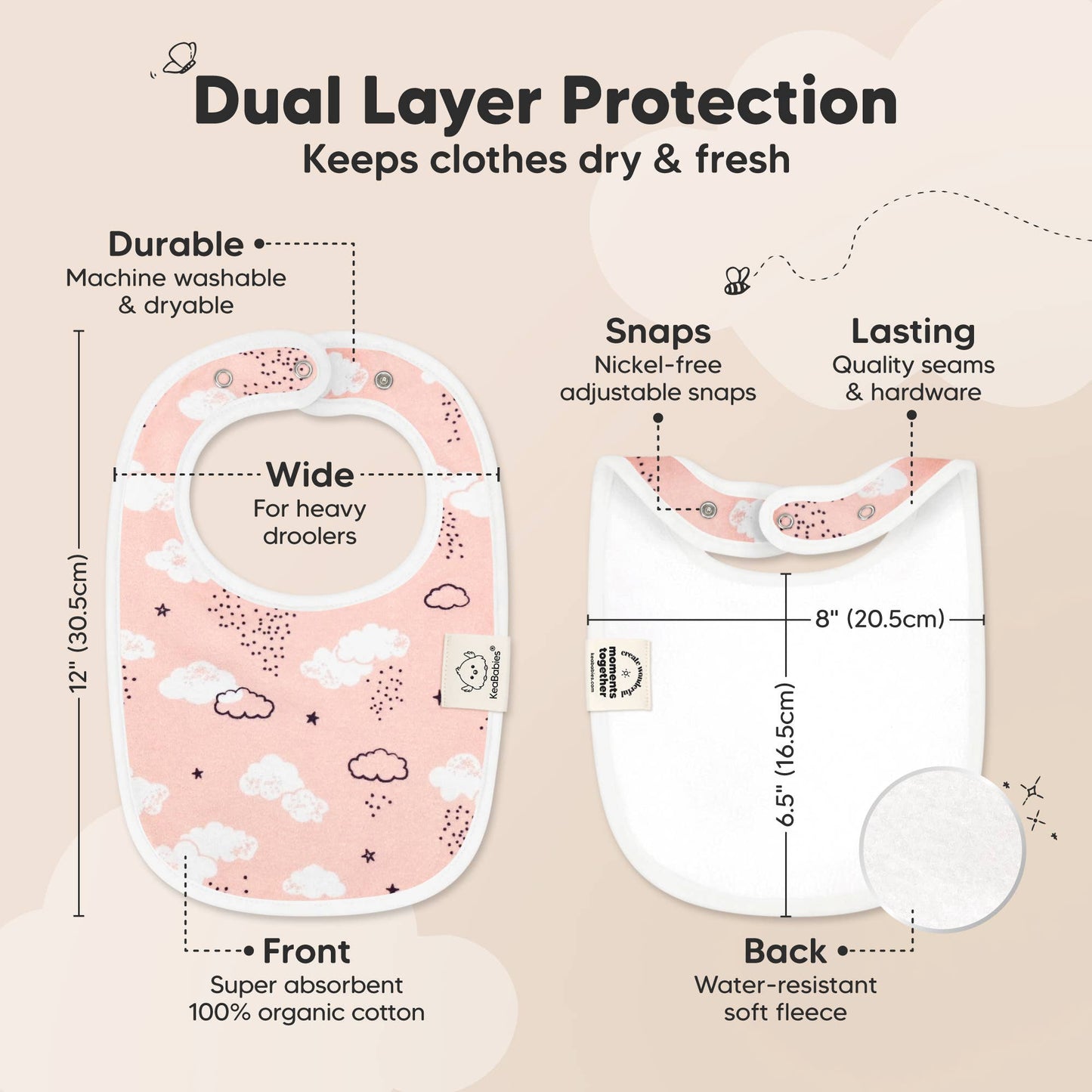 8-pack Urban Drool Bibs for Teething Baby Boys and Girls