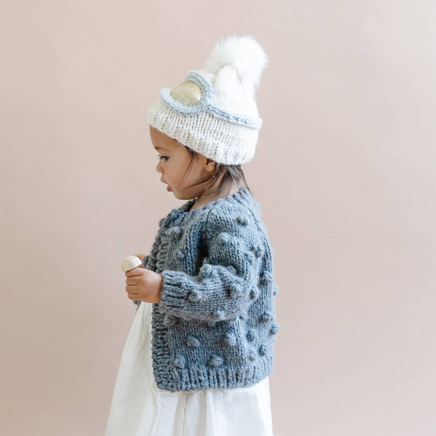 Ski Goggles Beanie, Cream Baby & Kids Winter Hat