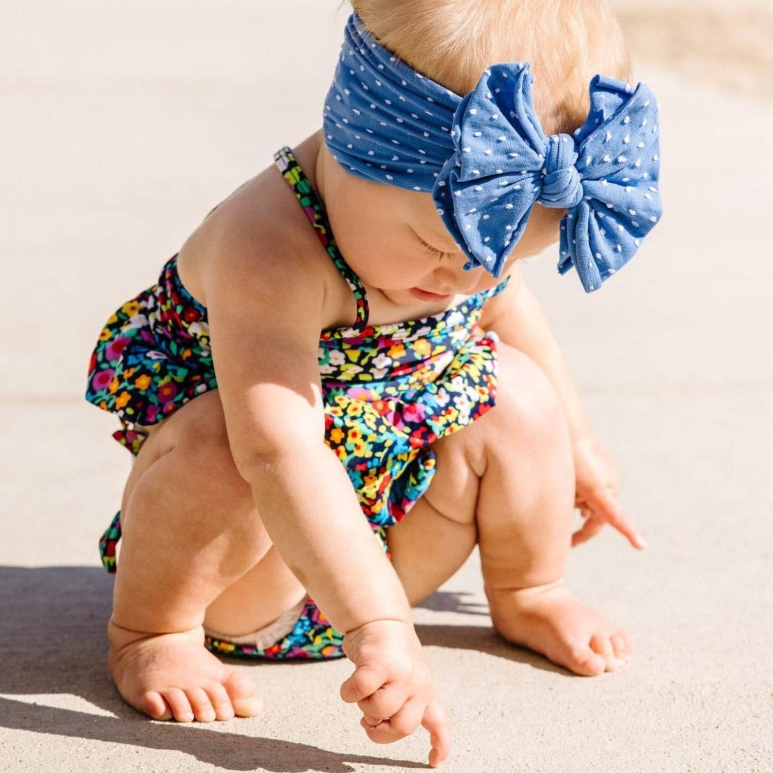 Baby Bling® Shabby Dot FAB-BOW-LOUS® soft nylon bow headband