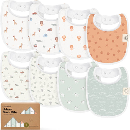 8-pack Urban Drool Bibs for Teething Baby Boys and Girls