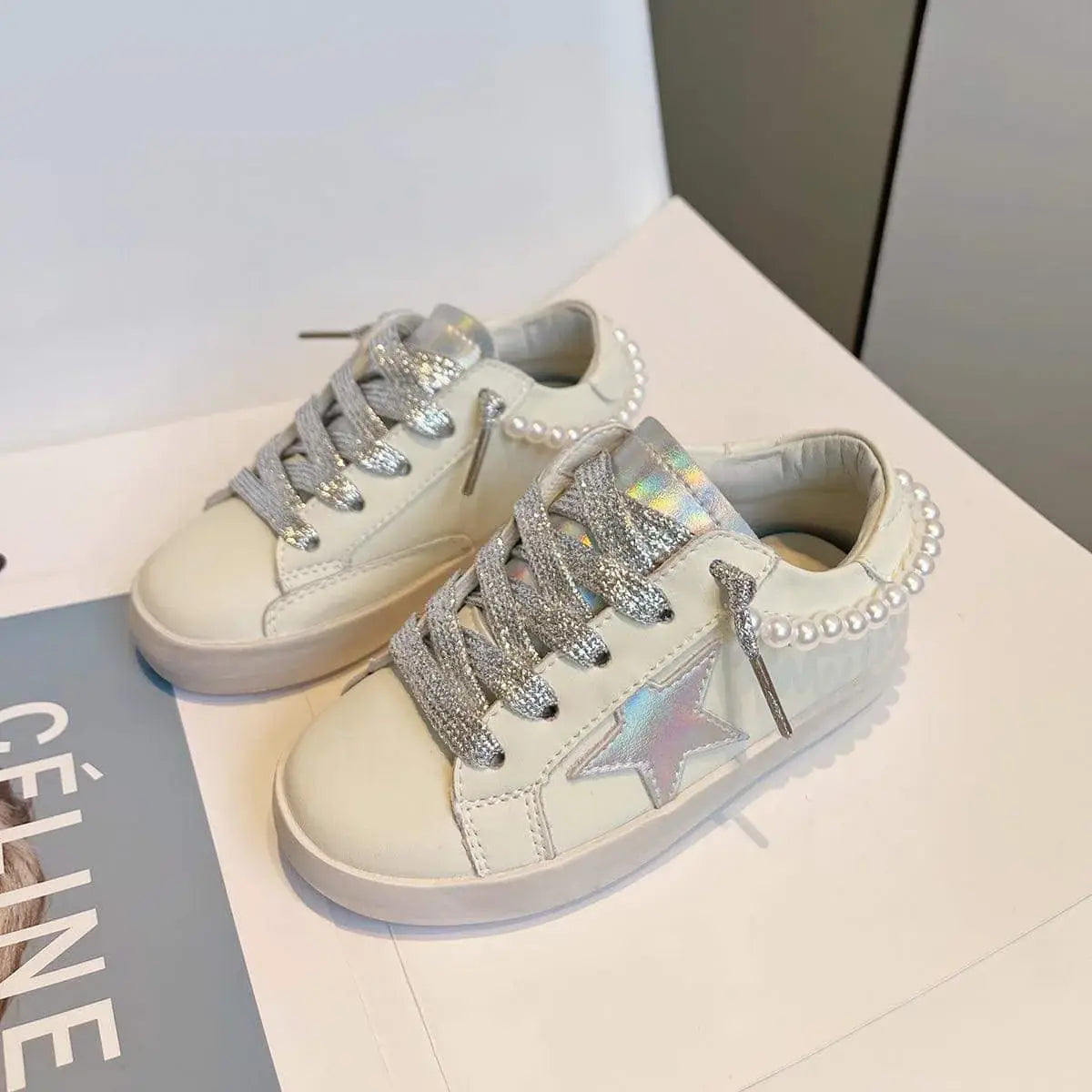 Pearls and Silver Star Sneakers