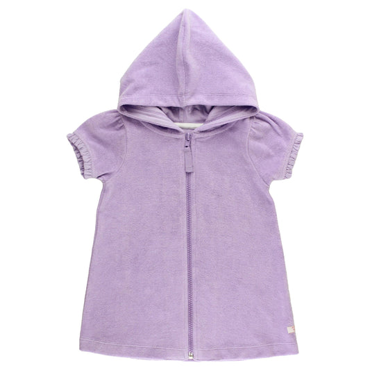 Girls Lavender Terry Full-Zip Cover Up