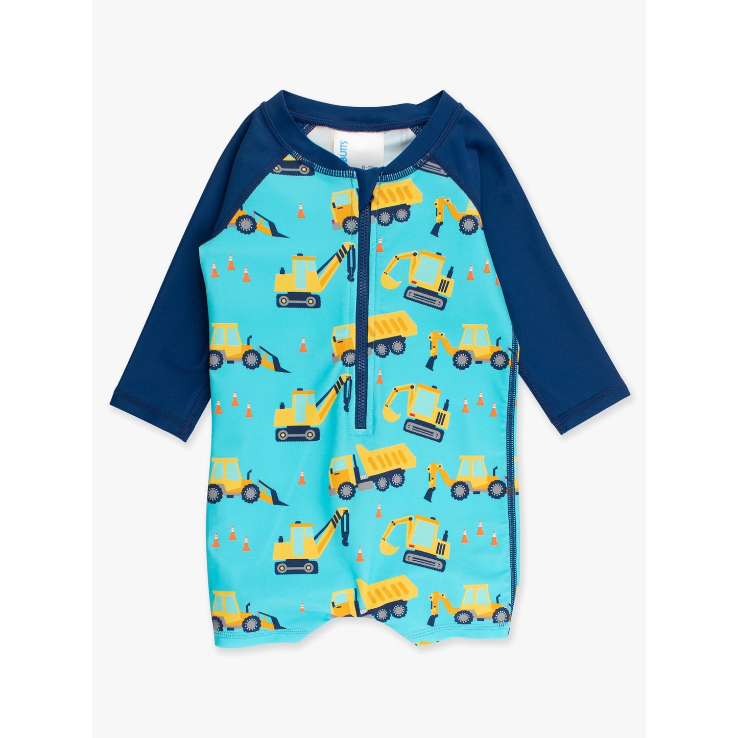 Baby Boys Under Construction Long Sleeve One Piece Rash Guard Swimsuit