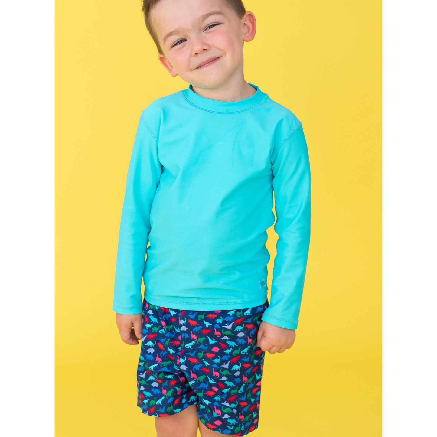 Boys Bright Aqua Long Sleeve Rash Guard