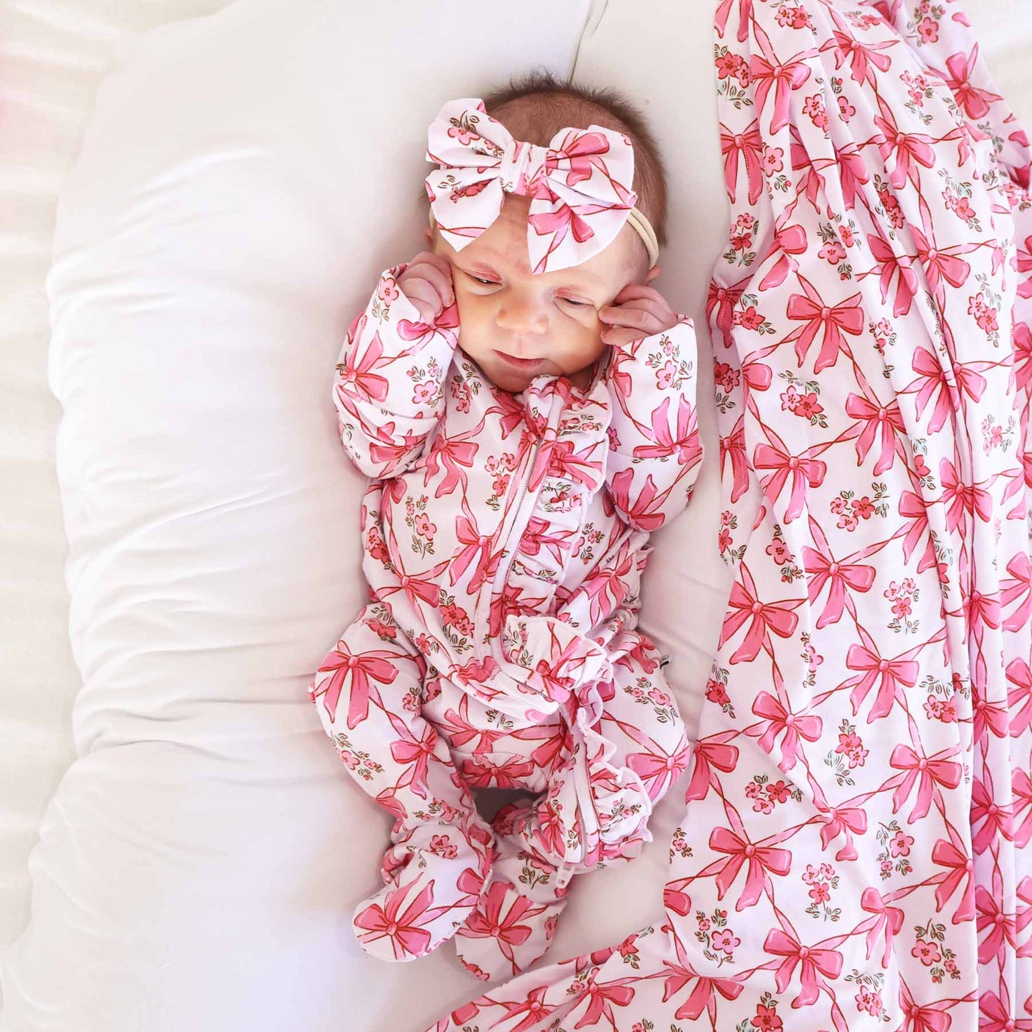 Bow Besties Ruffle Zipper Footie