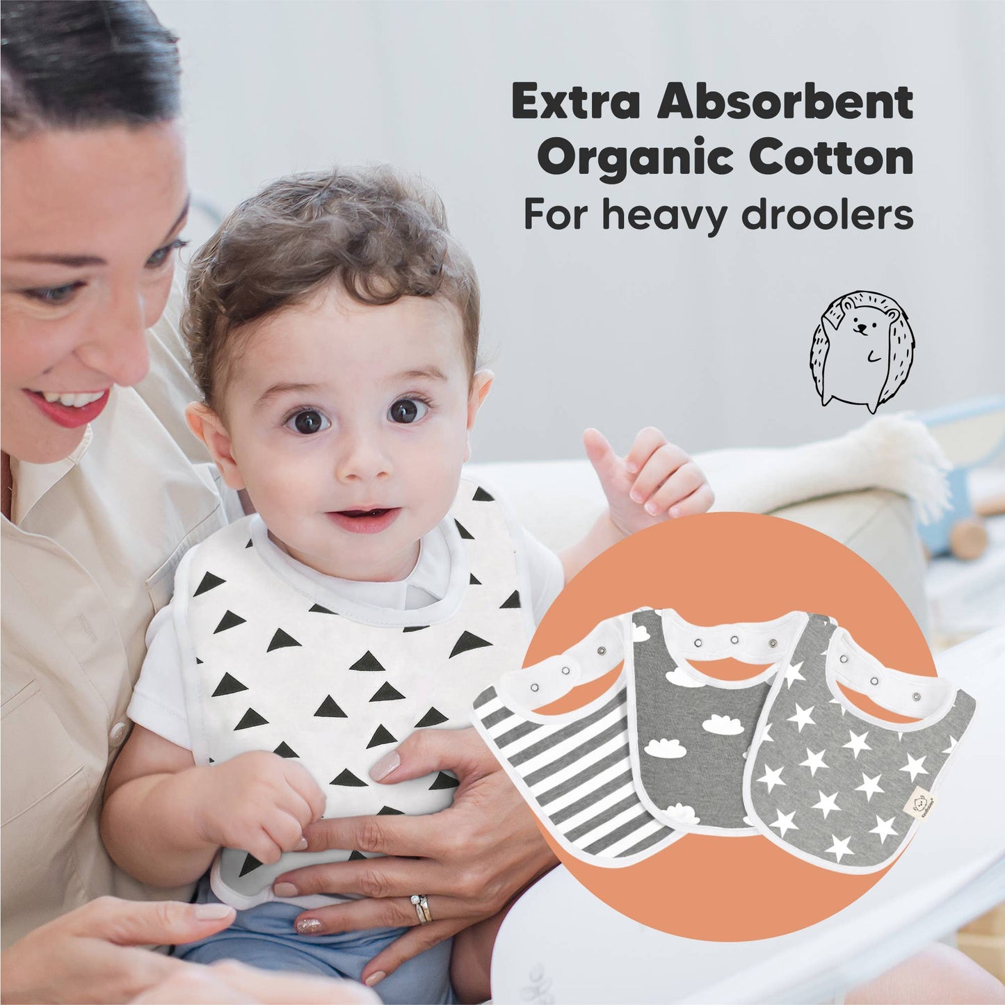 8-pack Urban Drool Bibs for Teething Baby Boys and Girls