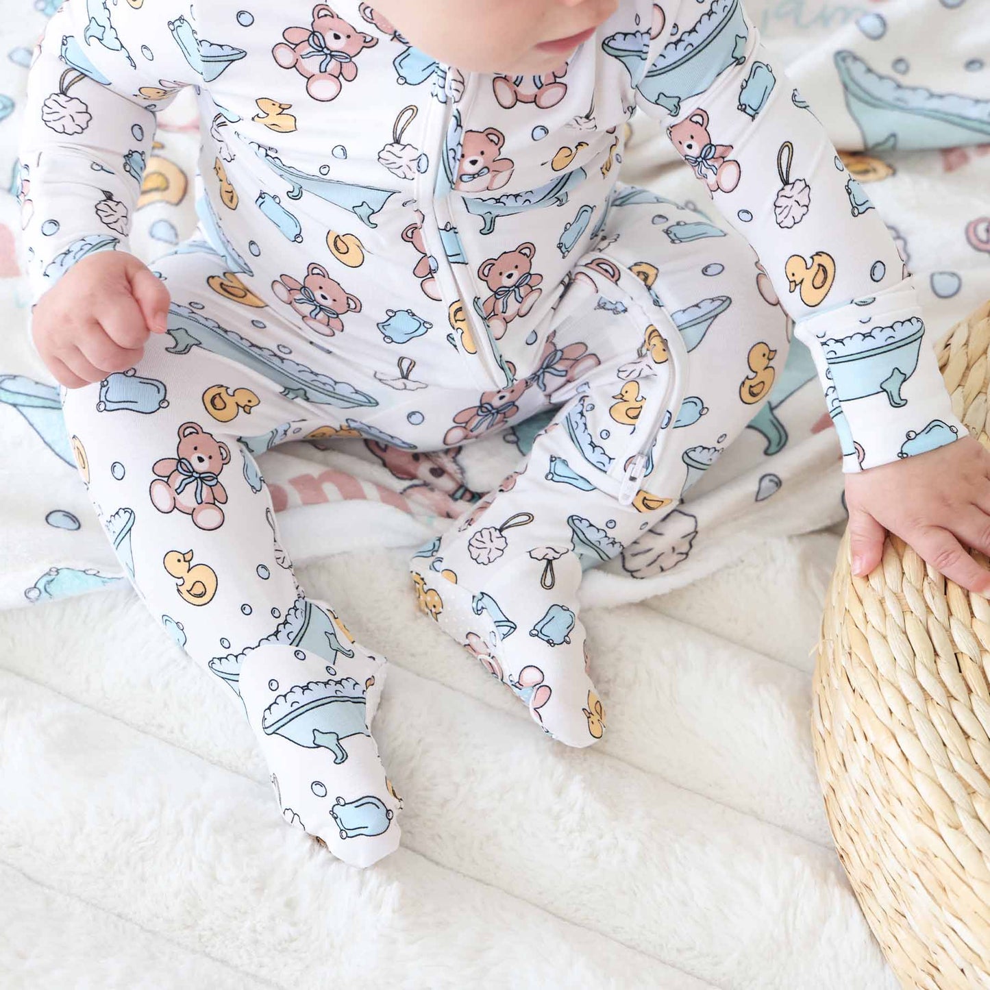 Bathtime Besties Zipper Footie | Blue