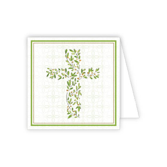 Green Floral Cross Enclosure Card