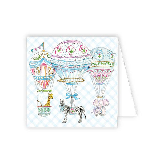 Blue Hot Air Balloon with Animals Enclosure Card