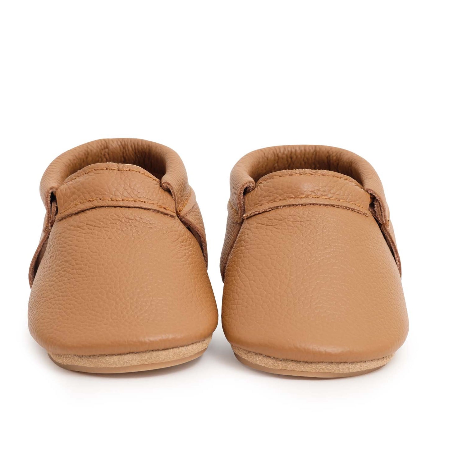 Hard Sole Fringeless Baby Moccasins -  Baby Shoes (Brown)