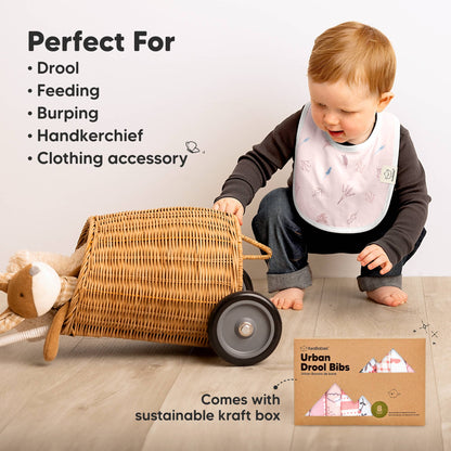 8-pack Urban Drool Bibs for Teething Baby Boys and Girls