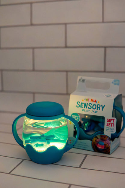 Glo Pals Mini Sensory Jar and Silicone Fun Filler Bundle - Blue
