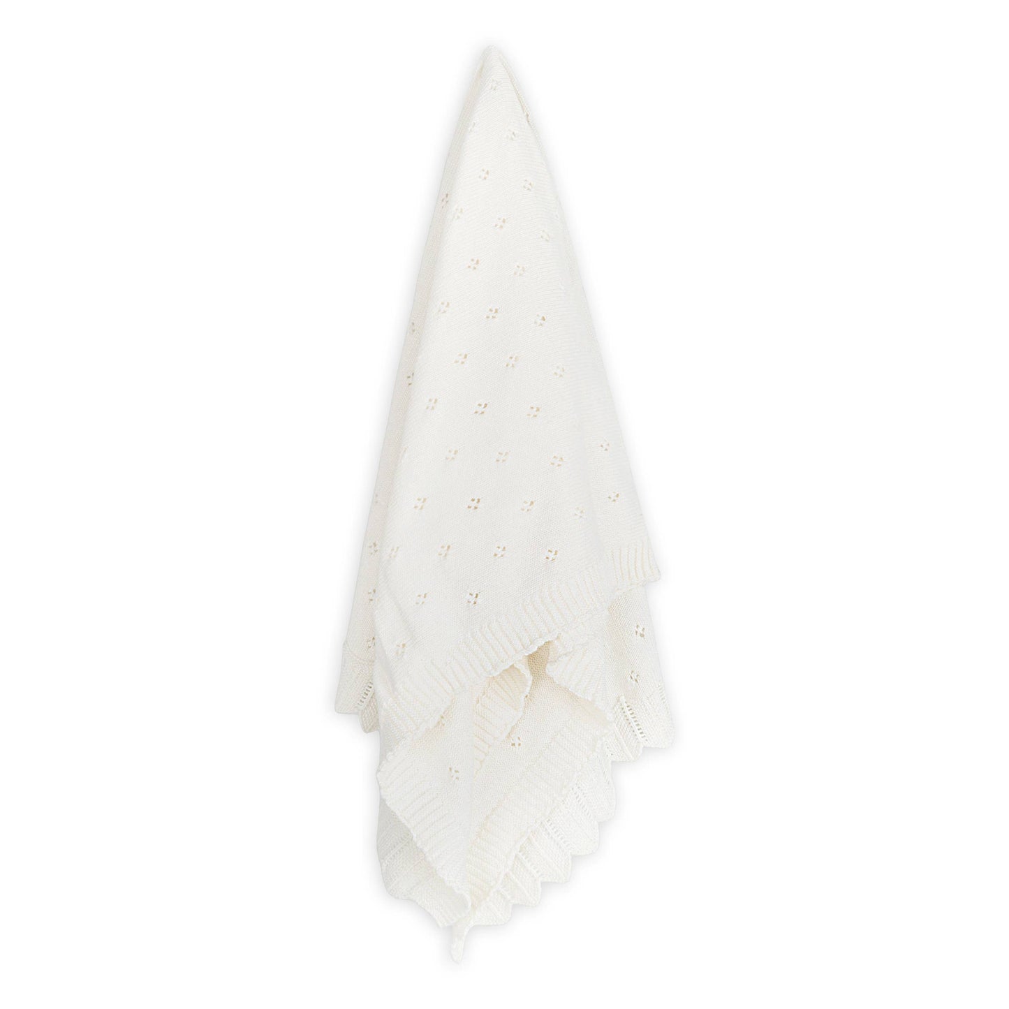 Dove White Classic Pointelle Knit Baby Blanket (Organic)