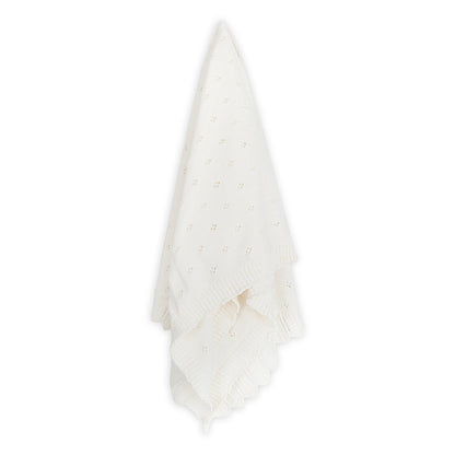 Dove White Classic Pointelle Knit Baby Blanket (Organic)