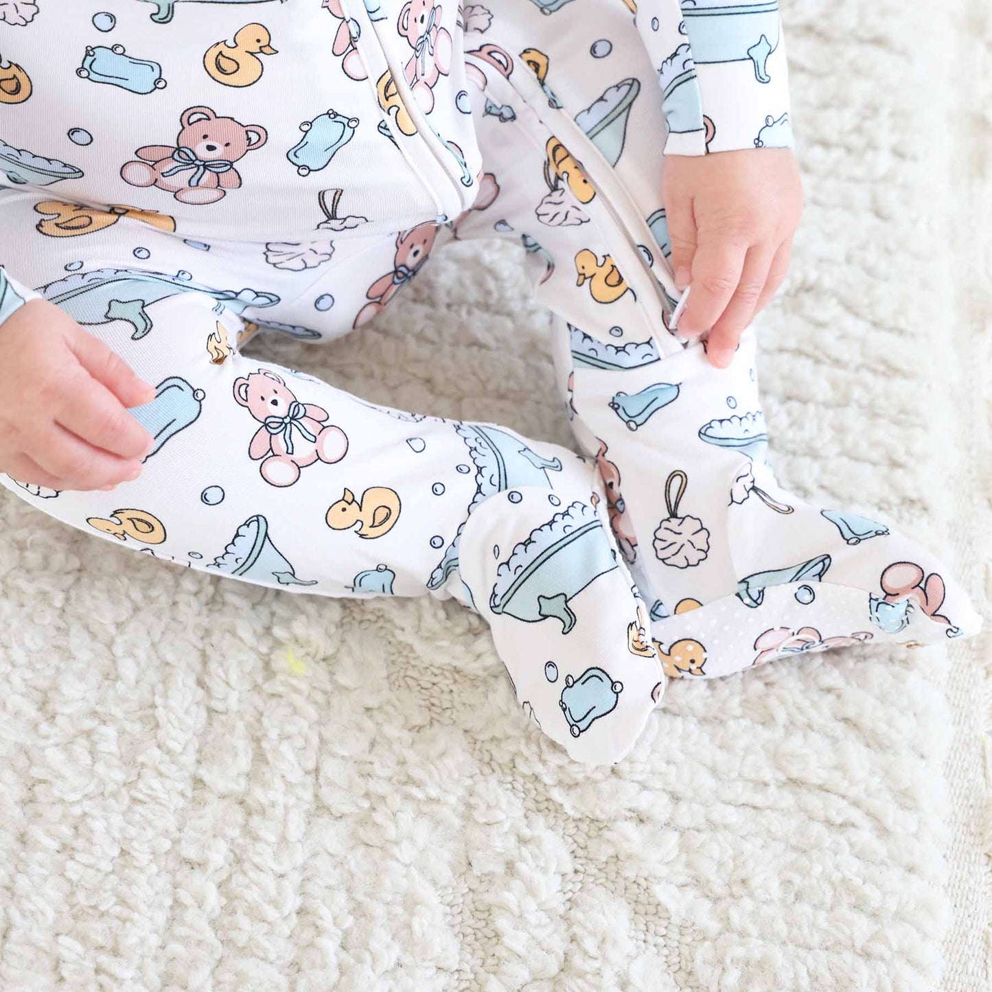 Bathtime Besties Zipper Footie | Blue