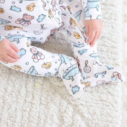 Bathtime Besties Zipper Footie | Blue