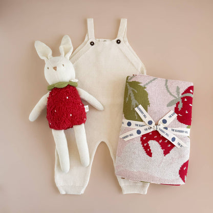 Blanket, Strawberry Bunny | Organic Cotton Kids & Baby Decor