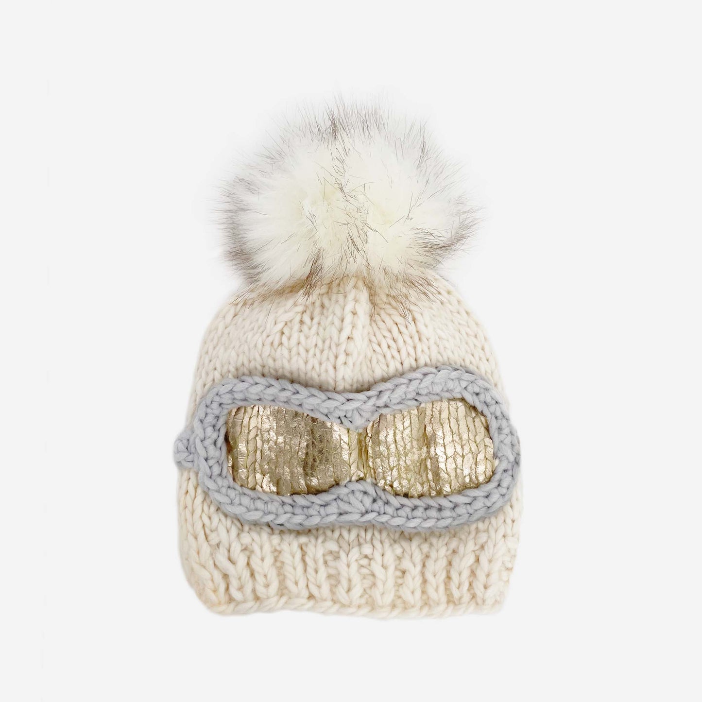 Ski Goggles Beanie, Cream Baby & Kids Winter Hat