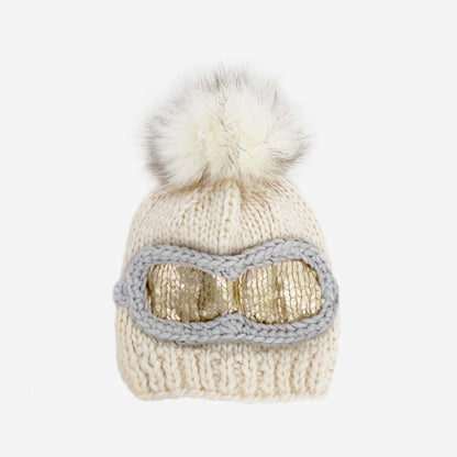 Ski Goggles Beanie, Cream Baby & Kids Winter Hat
