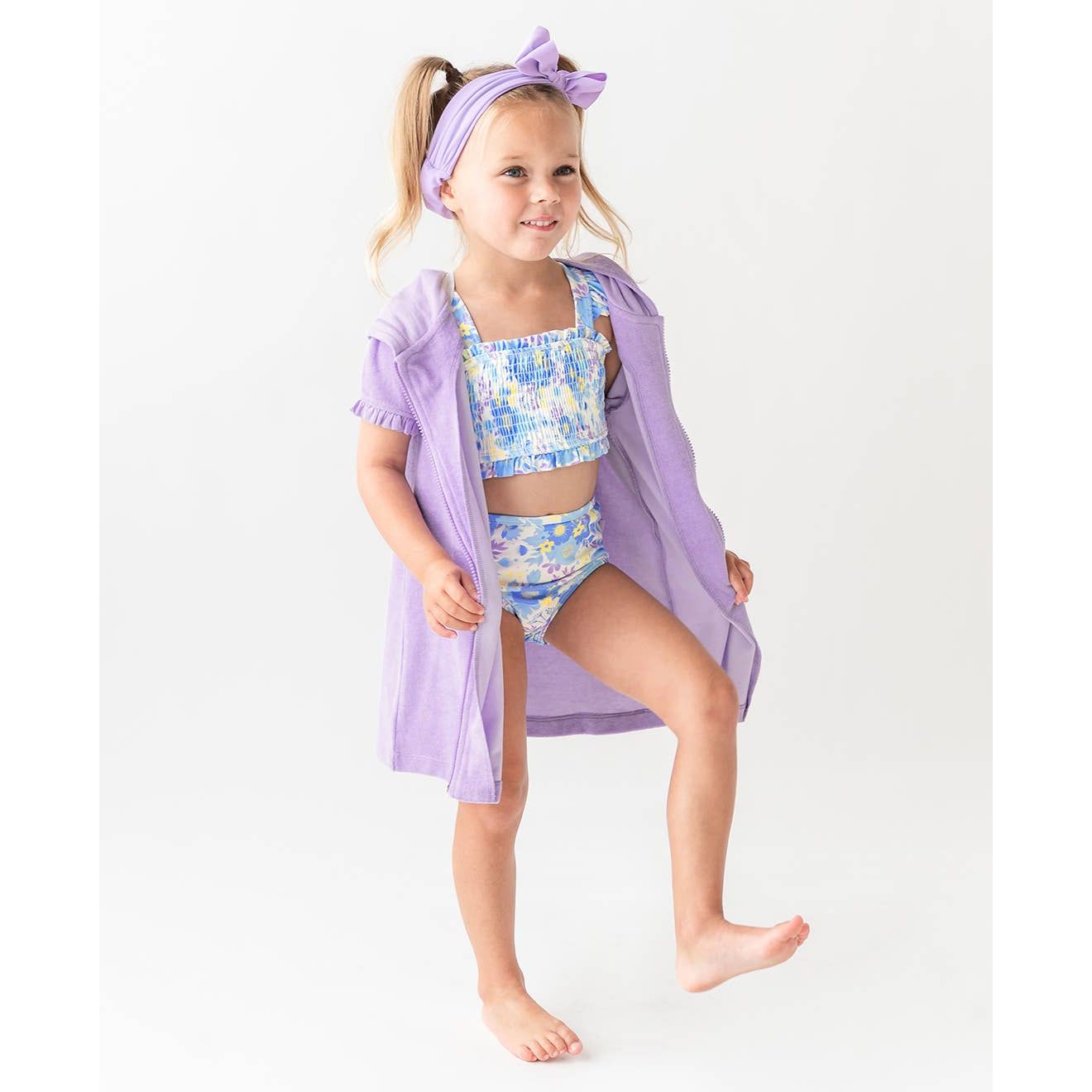 Girls Lavender Terry Full-Zip Cover Up