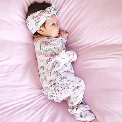 Birdie Babes Ruffle Zipper Footie | Pink