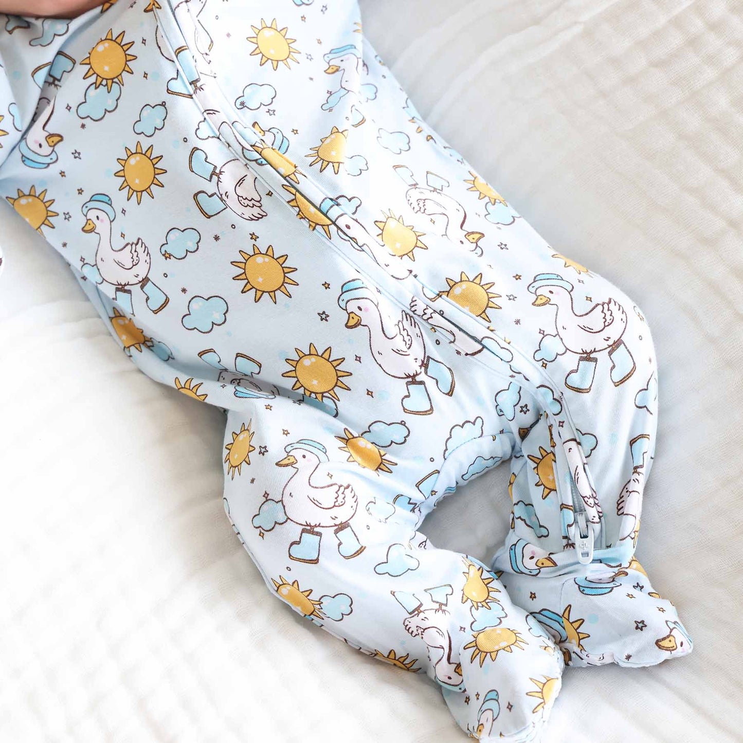 Silly Goose Zipper Footie | Blue