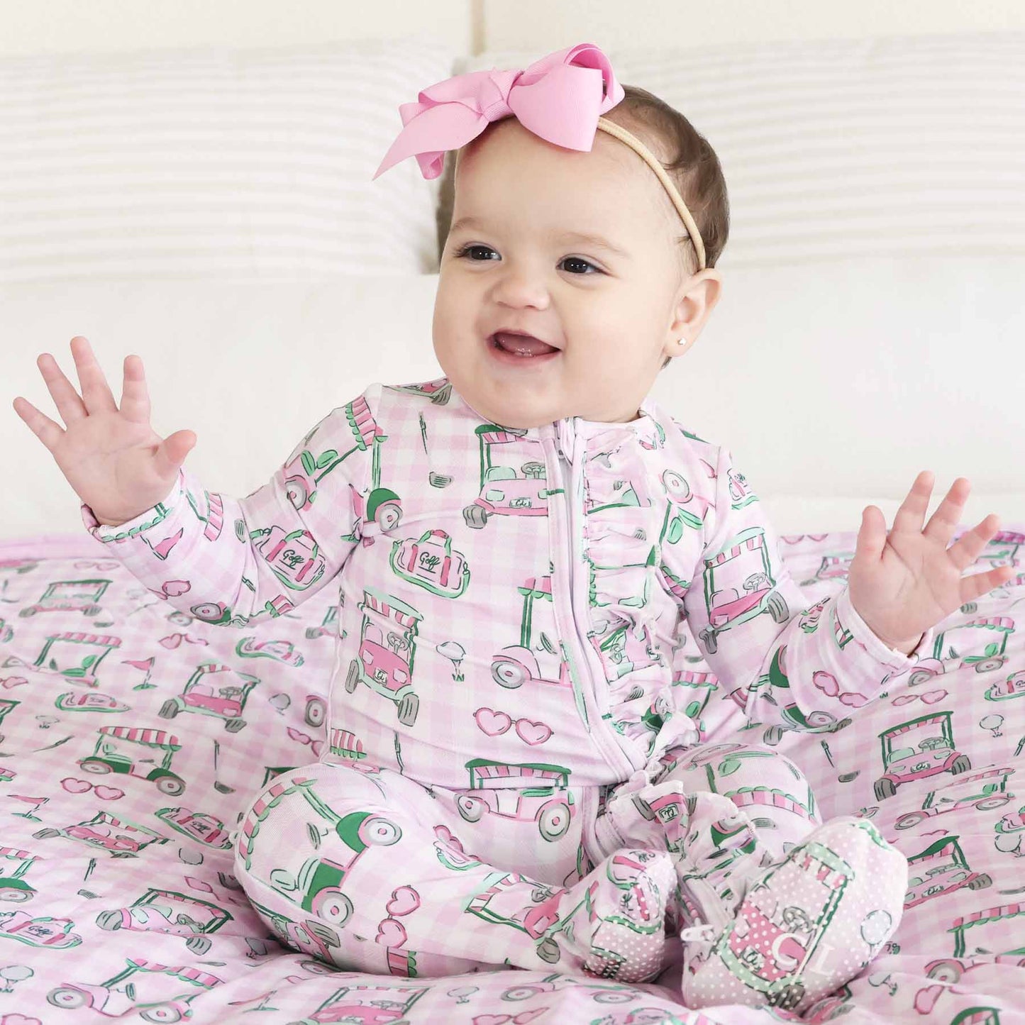 Birdie Babes Ruffle Zipper Footie | Pink