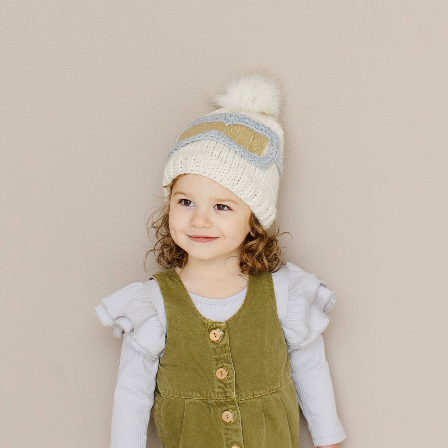 Ski Goggles Beanie, Cream Baby & Kids Winter Hat