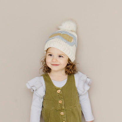 Ski Goggles Beanie, Cream Baby & Kids Winter Hat