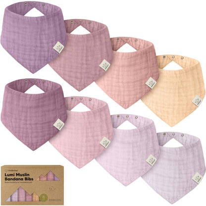 8pk Lumi Muslin Baby Bibs for Baby Boys, Baby Girls, Newborn