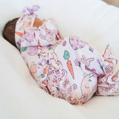 Hoppy Spring Ruffle Zipper Footie | Pink