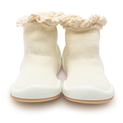 Komuello first walker baby sock shoes-Lace trim