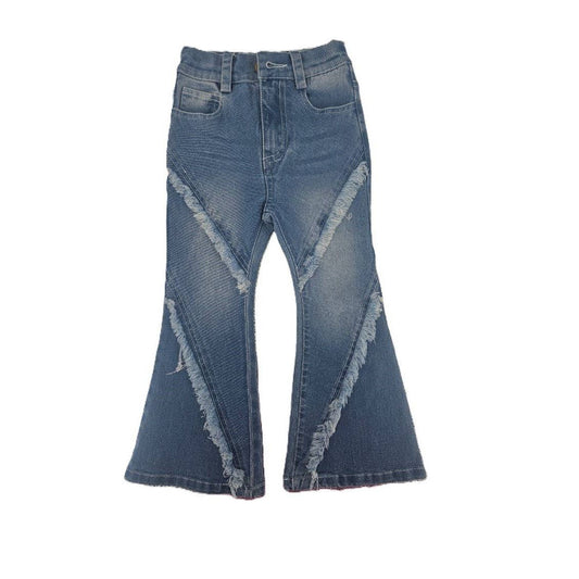 Diagonal flare jeans