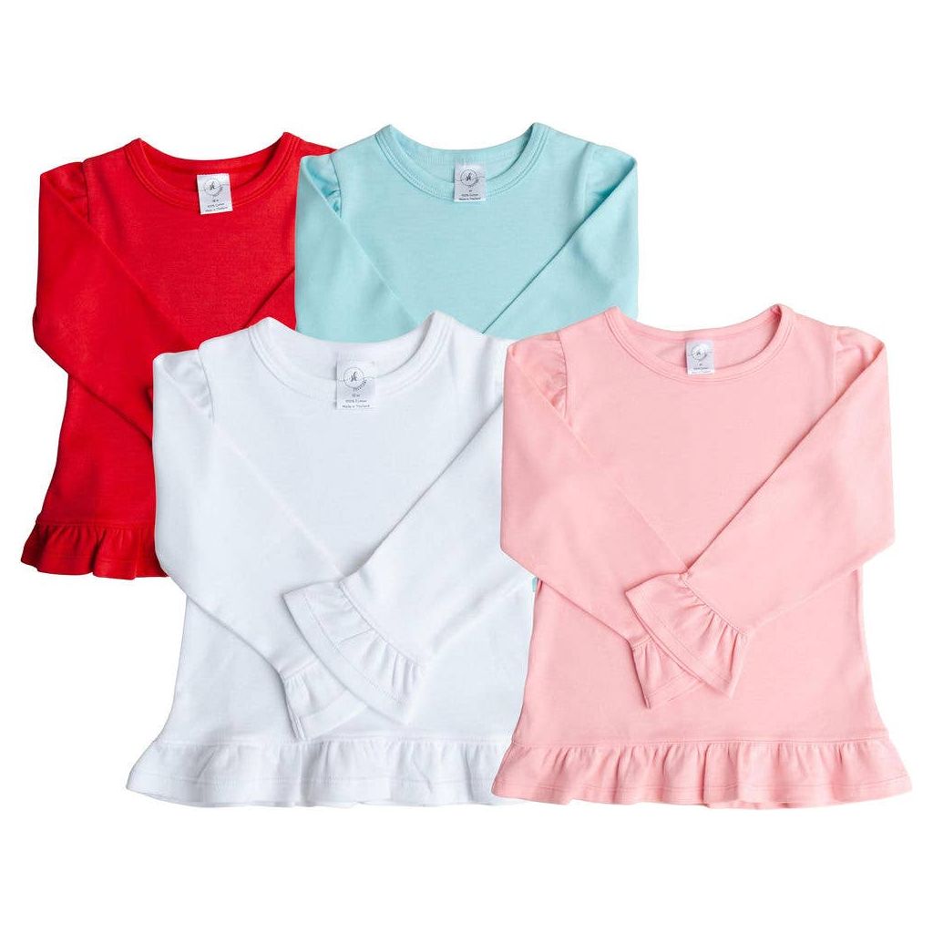 Long Sleeve Ruffle Shirt Asst Colors