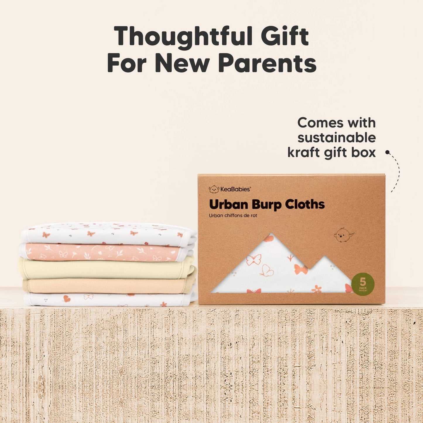 KeaBabies 5-Pack Urban Burp Cloths