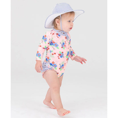 Girls Periwinkle Blue Seersucker Swim Hat