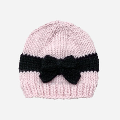 Bow Hat, Baby Pink Black Baby Kids Holiday Accessory Winter