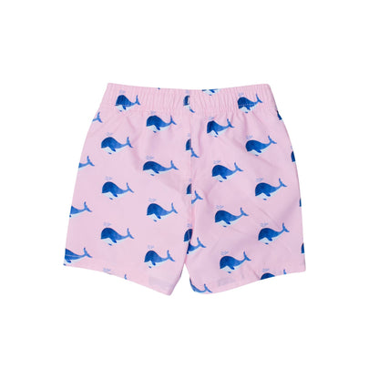 Boys Pink Whale Friends Swim Trunks
