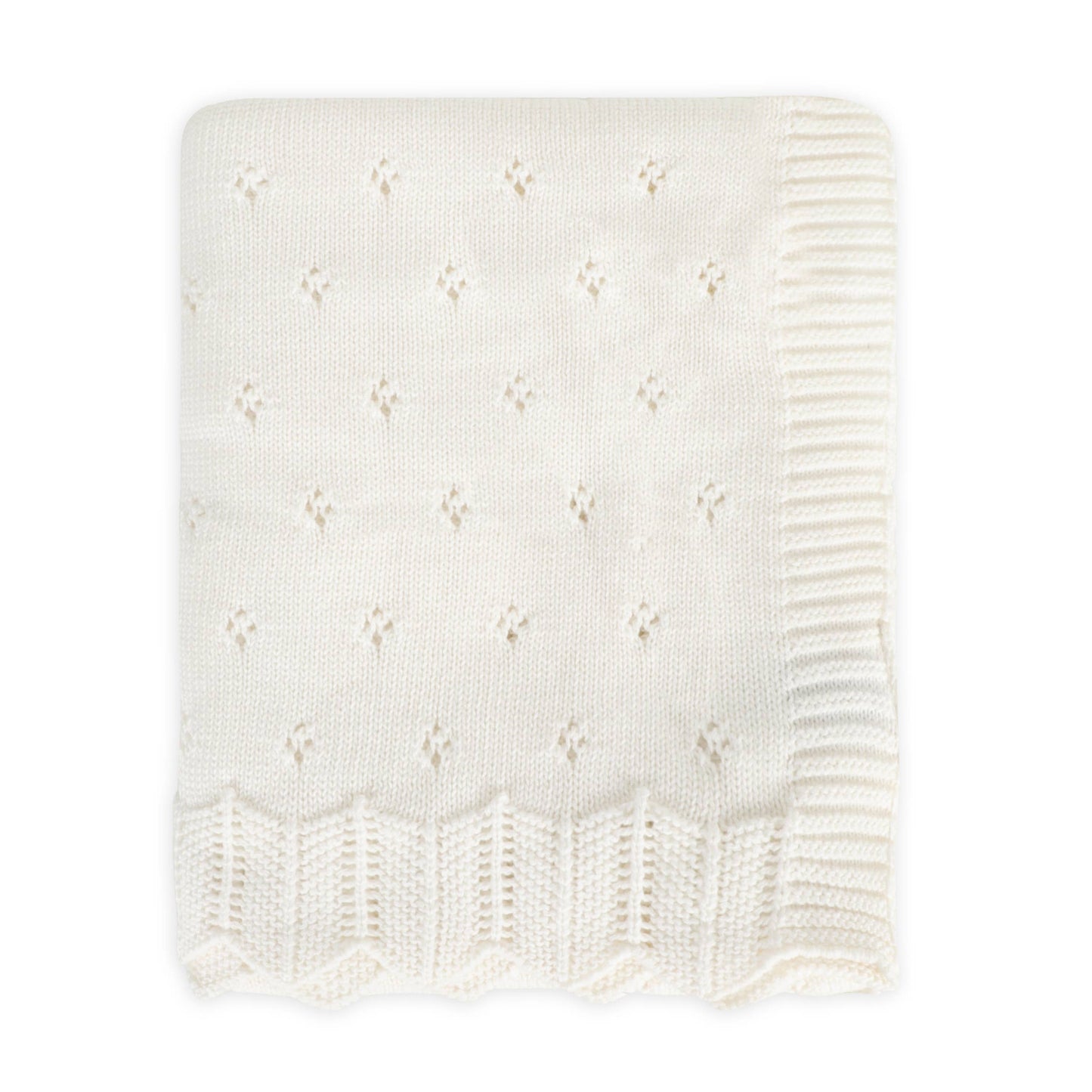 Dove White Classic Pointelle Knit Baby Blanket (Organic)