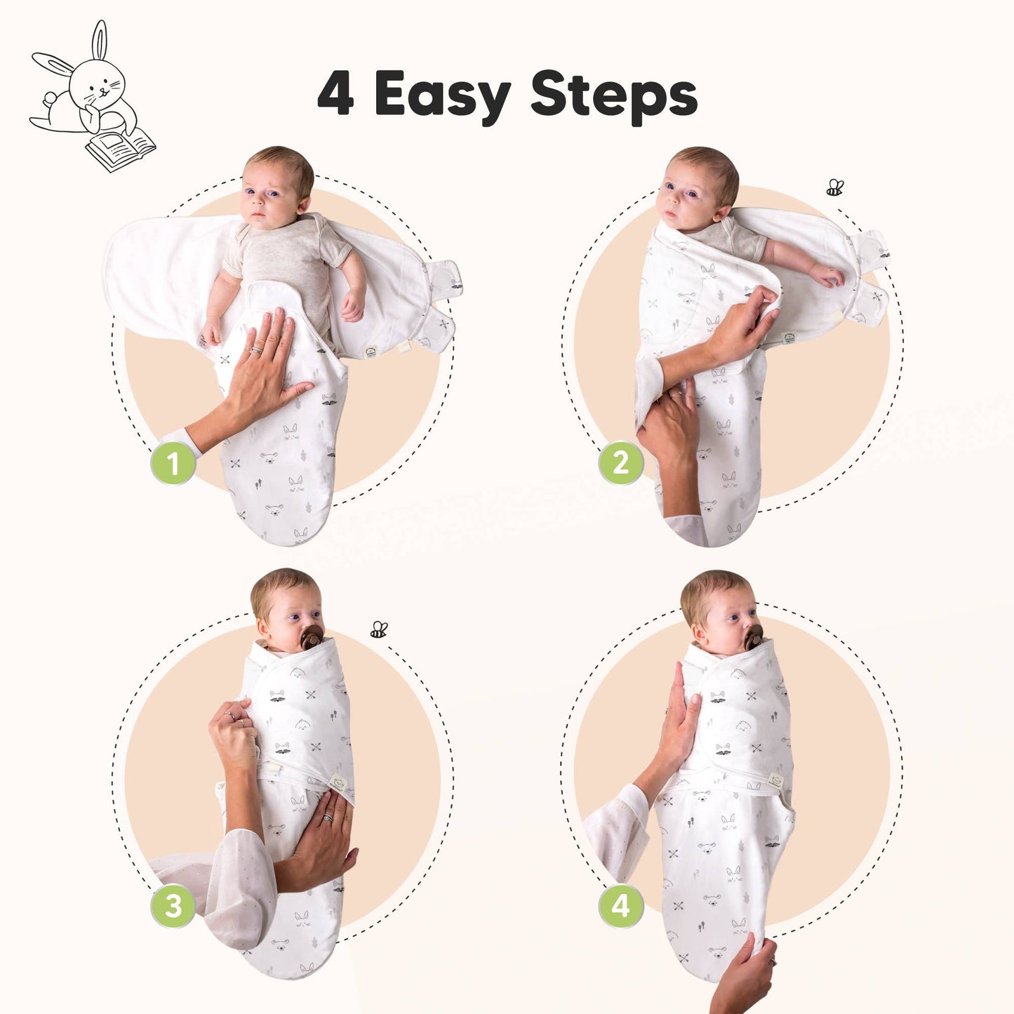 3-Pack Soothe Baby Swaddles 0-3 Months with Knot Hat