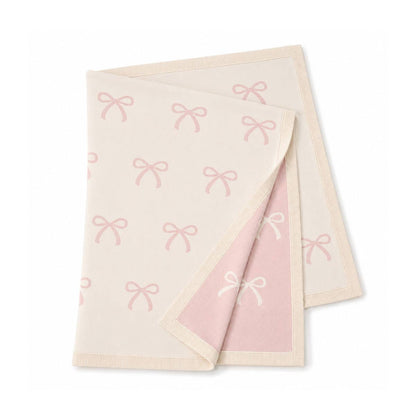 Sweet Bow - Organic Cotton Knit Baby Blanket