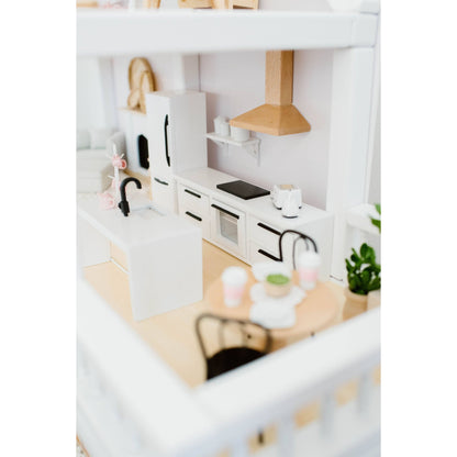 Dollhouse Straight Kitchen Base Cabinets Cooktop Oven White